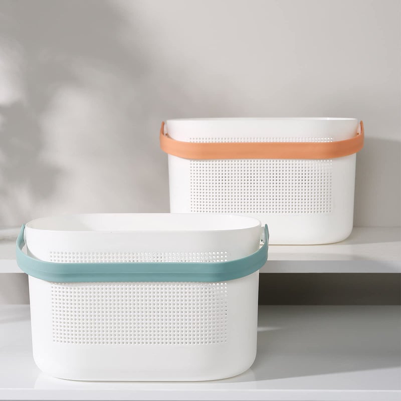 UUJOLY Plastic Storage Baskets with Handles, Shower Caddy Shelf Organizers Basket for Bathroom, Kitchen, Dorm Room, Green - Image 5